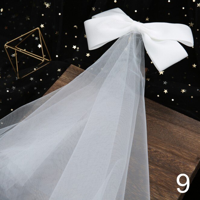 White Face Veils Bridal Big Bowknot Headband Net Birdcage Veil Charming Wedding Party Hair Accessories Fascinator: 9