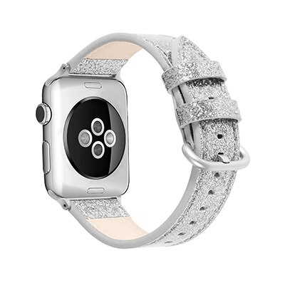 Uthai læderrem til apple watch rem 40mm 44mm til apple wtch 4/5 rem armbånd til iwatch 3/2/1: Flash-siliver / 38mm or 40mm