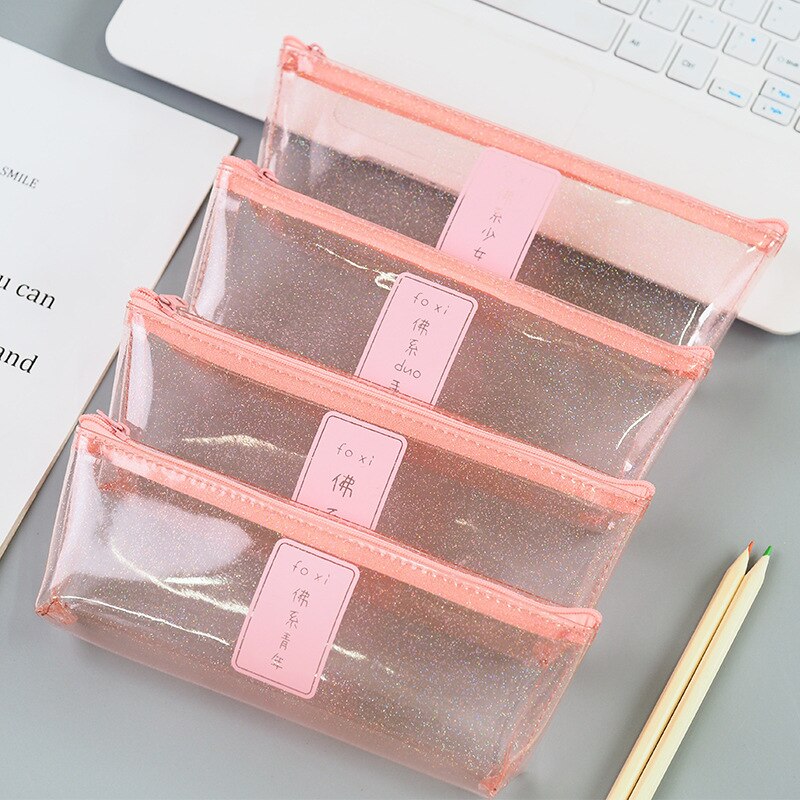 1 pièces corée étudiant papeterie rose série transparent simple étudiant stylo boîte Tumi bouddha fille triangle stylo