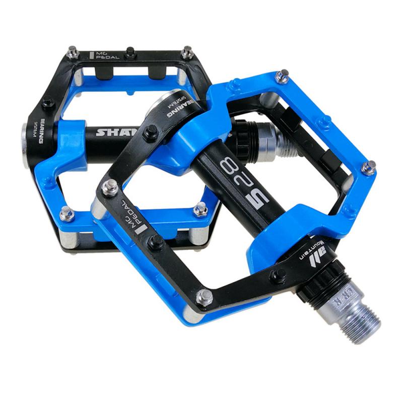 2pcs SHAMASHI Cycling Pedals Aluminum Alloy Bicycle Pedals Ultralight Non-slip Antiskid Road MTB Mountain Bicycle Pedals: black blue