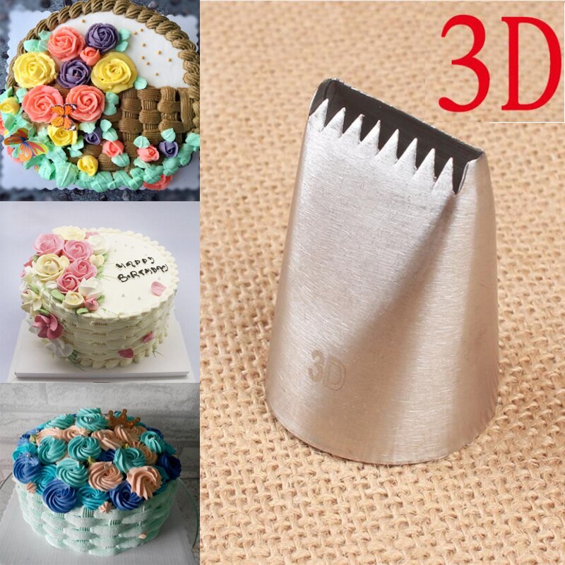 # 3D Icing Piping Nozzle Naadloze Icing Buis Cake Decorating Pastry Tip Tool Basketweave Nozzles Grote Maat 8 tanden