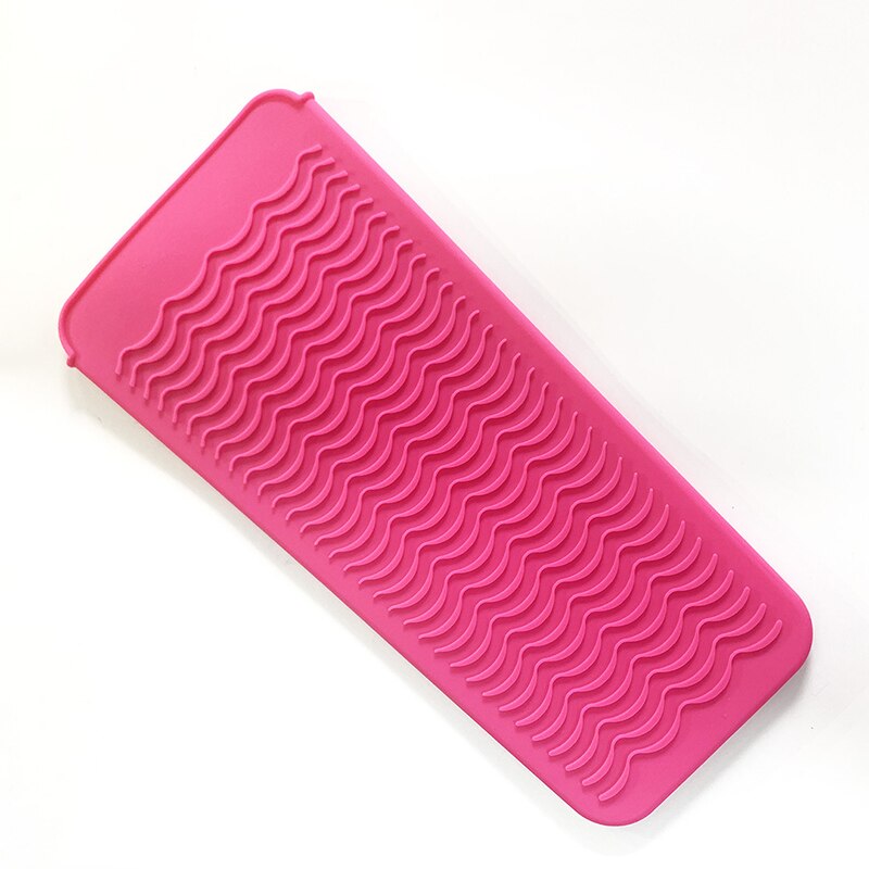 Custodia per tappetino da viaggio in silicone resistente al calore per piastra per capelli in ferro arricciacapelli strumento per lo messa in piega dei capelli in ferro piatto antiscivolo multifunzione: rosa rosso