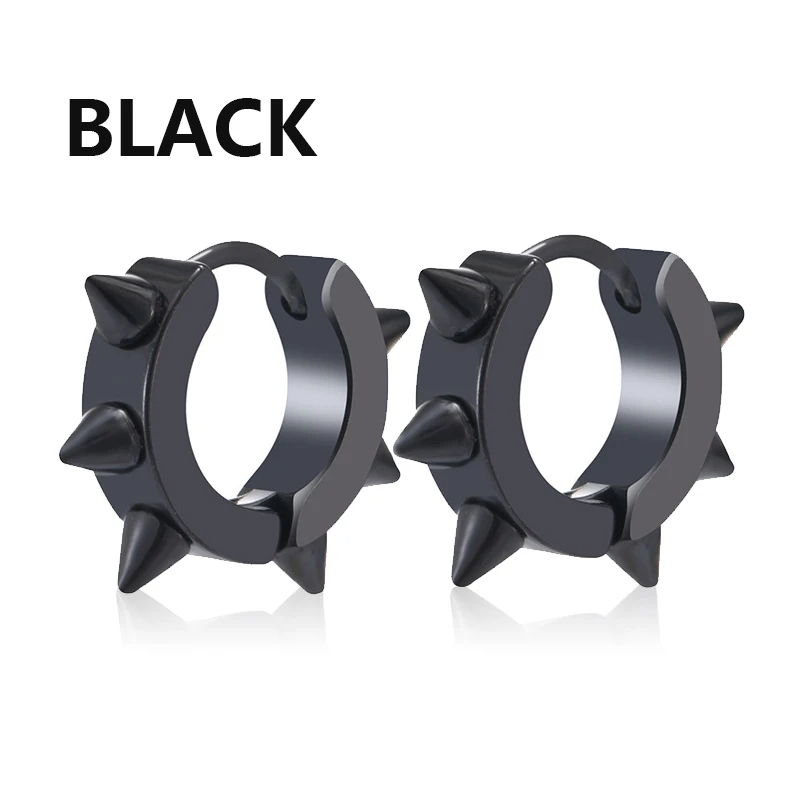 Pendientes Punk de acero inoxidable para hombre y mujer, aretes con tachuelas, estilo Hip Hop, gótico, 1 par: Rodio plateado