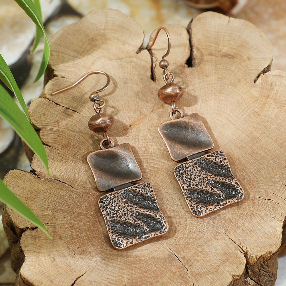 Pendientes colgantes marrones geométricos étnicos Vintage para mujer personalidad vacaciones Casual pendientes diarios joyería Bohemia: Bronze