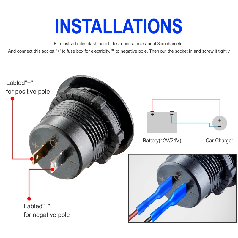 Autoladegerät 12V 24V USB-Steckdose Ladegerät Steckdose PD Typ C und QC3.0 USB-Anschluss USB-Buchse für Auto Boot Marine LKW