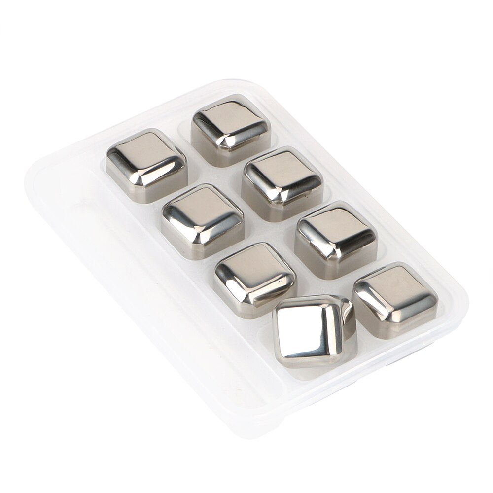 Bier Drinken Quick Bevroren Ijs Steen Rode Wijn Koelers Herbruikbare Chilling Stones voor Whiskey Wijn Rvs Ice Cubes: 8pcs