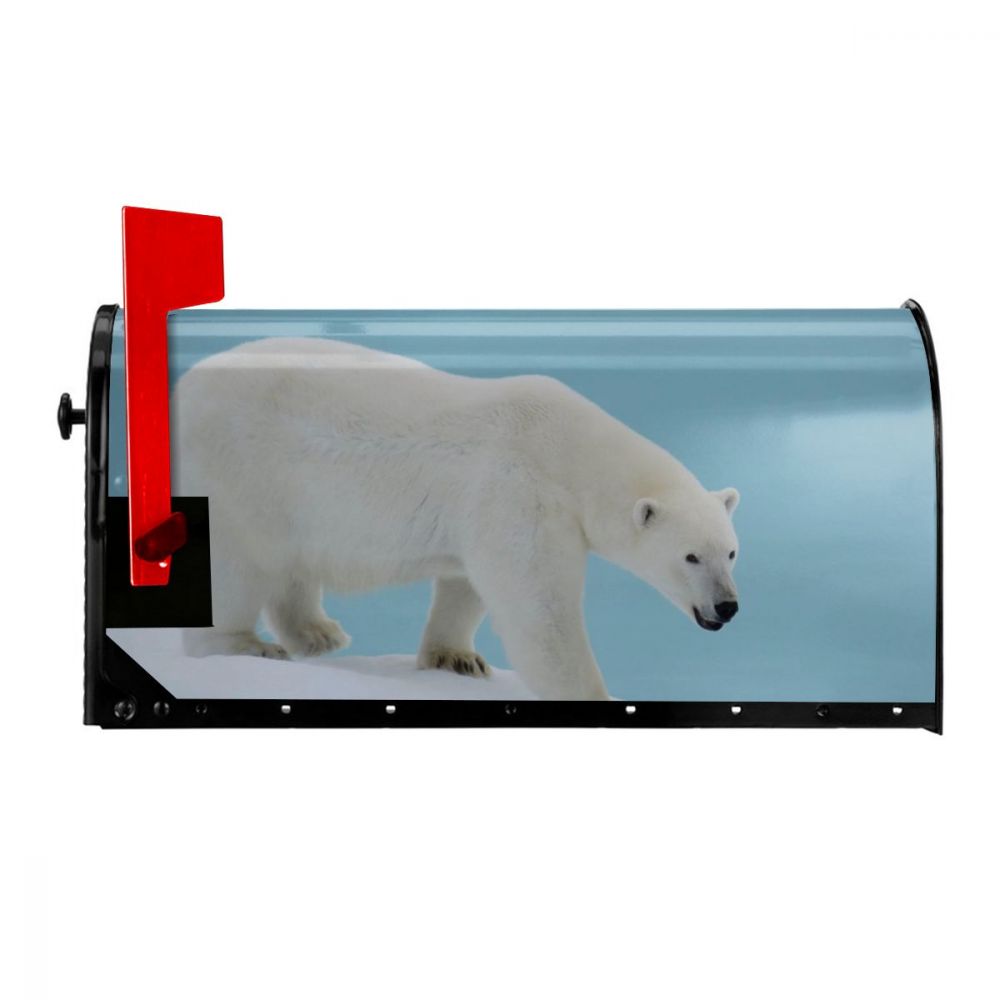 Hvid isbjørn kører postkassedæksel julemailkasse indpakker magnetisk postkassedæksel til havehave