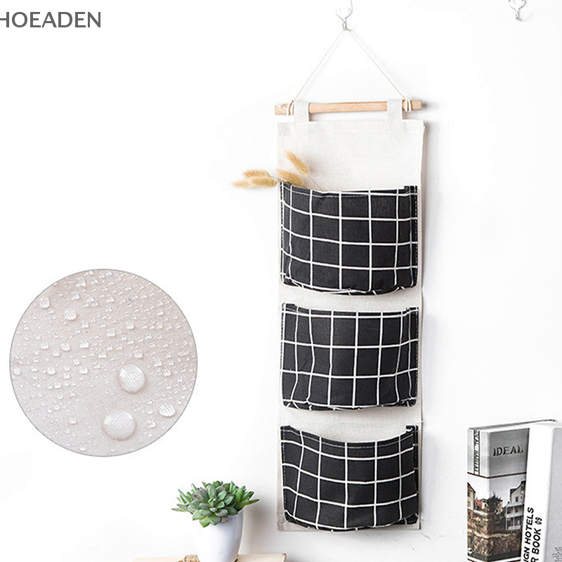 Organizadores colgantes con 3 bolsillos, bolsa de almacenamiento colgante impermeable, organizador de armario montado en la pared, bolsas para artículos diversos, decoración del hogar