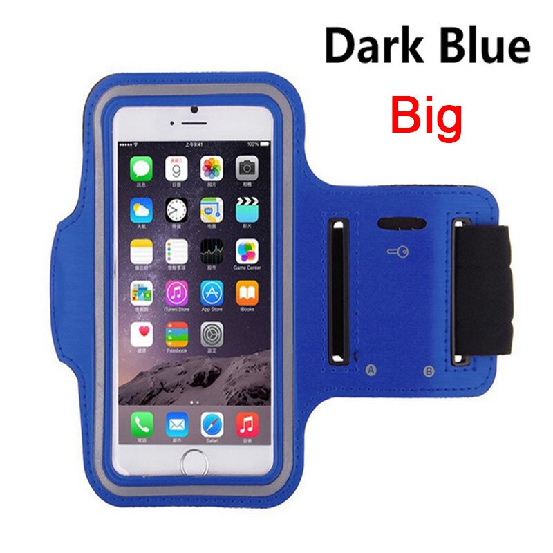 Waterproof 5.5" Gym Running Phone Bag Arm Band Case for iPhone 7 Outdoor Sports Phone Holder Armband Case for J4 J6: Big Dark Blue