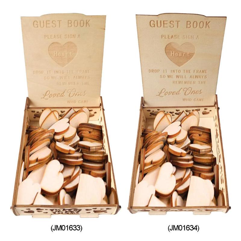 Wedding Signature Hearts Box Romantic Rustic Sweet Guestbook Decor Wooden Box Wedding Supplies Business Card Box