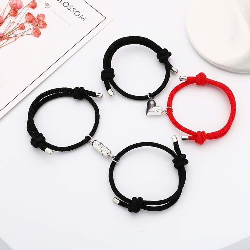 Bracelet hand-woven imported red and black rope couple bracelets a pair of magnet stone bracelets