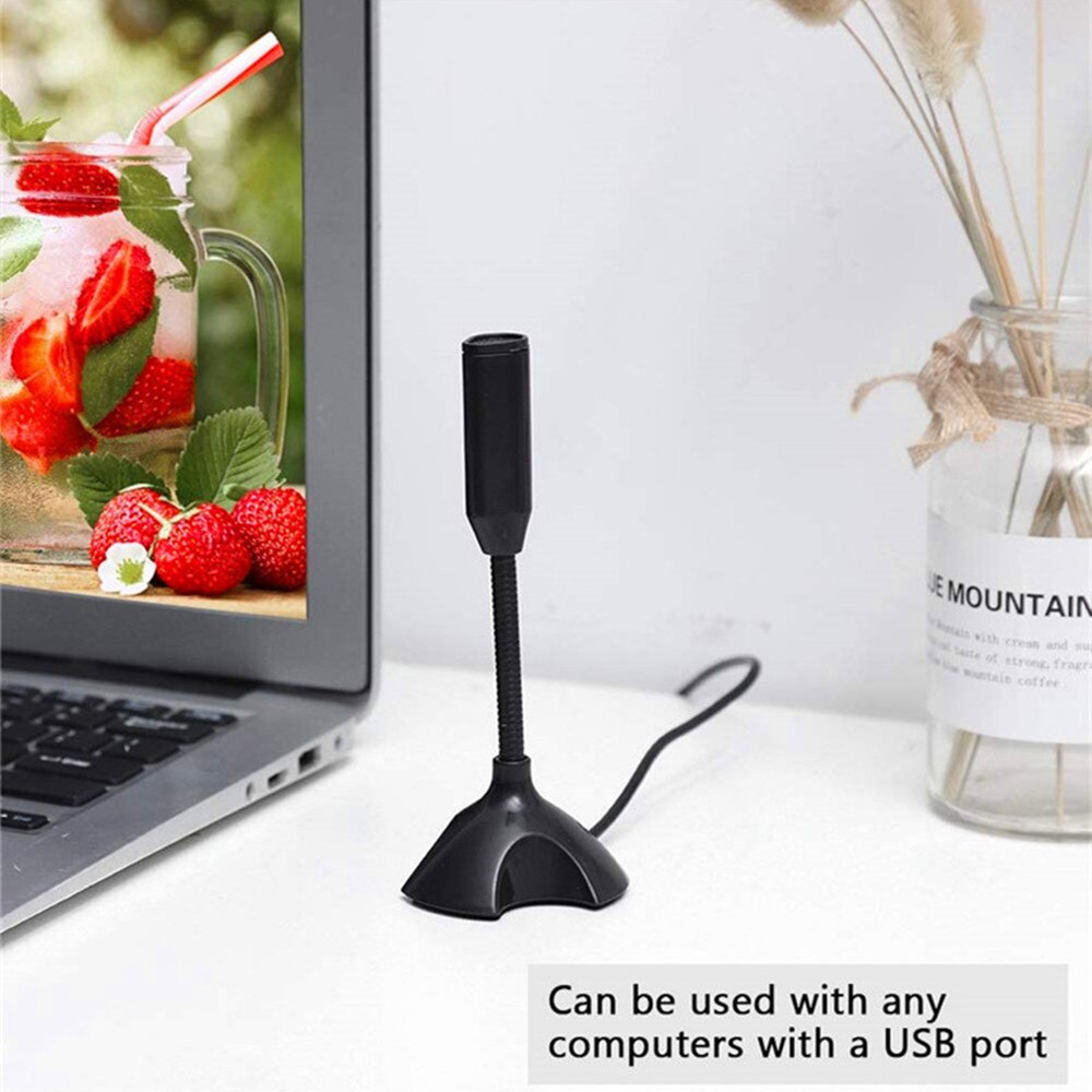 micro d'ordinateur portable USB réglable Mini Studio Microphone de parole support micro avec support pour ordinateur de bureau de
