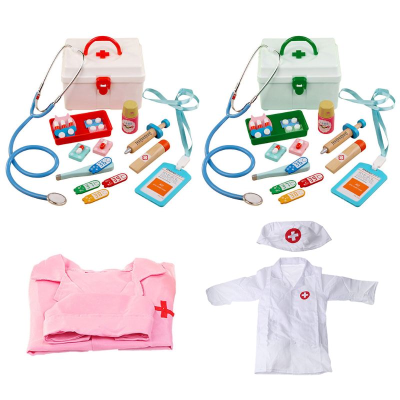 Juego de simulación de Doctor y enfermera, juguetes de madera para niños, 63HE
