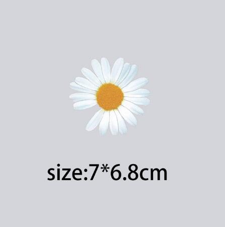 Parches de margaritas pequeñas para ropa, conjunto de transferencia de calor para camisetas, adhesivo decorativo de flores: 7x6.8cm