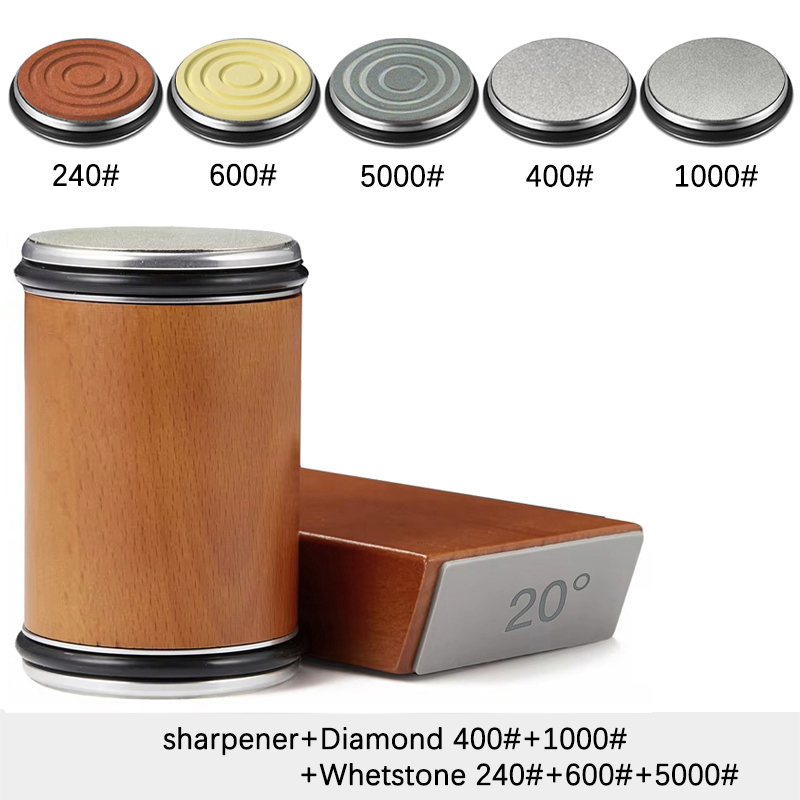 Affilacoltelli con rotolamento Portacoltelli magnetico kit pietra per affilare diamantata con accessorio da cucina con rullo angolare da 15 e 20 gradi