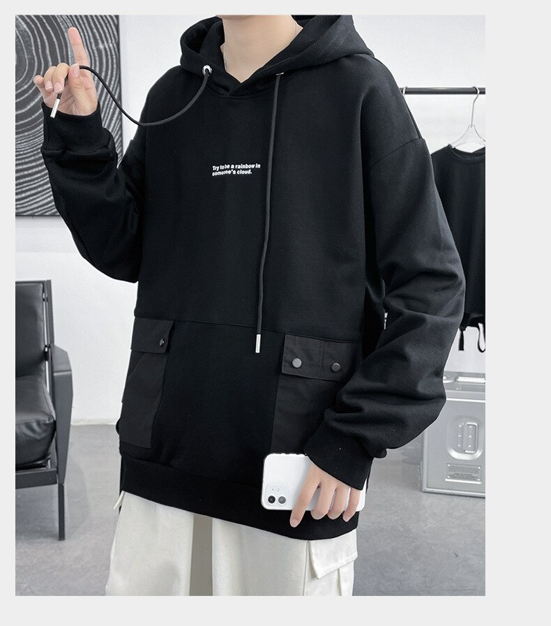Sudadera con capucha de lana para hombre, suéter holgado de talla grande, novedad, primavera, otoño e invierno, 2022
