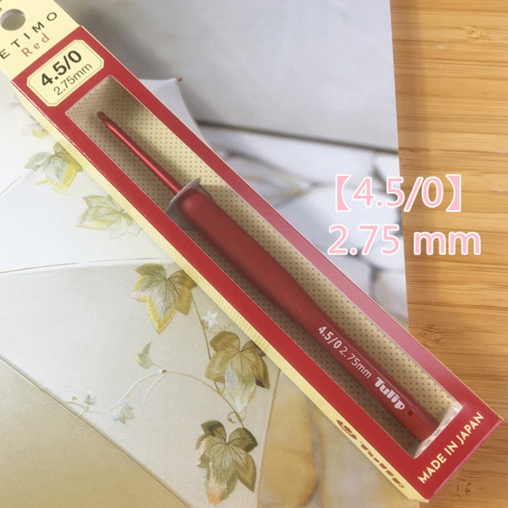 1PC Japan Tulip Brand Red Crochet Hook Aluminum Resin Knitting Needles Original authentic Upscale Imported Dia 1.8-6.5mm MMHXQ: 2.75mm