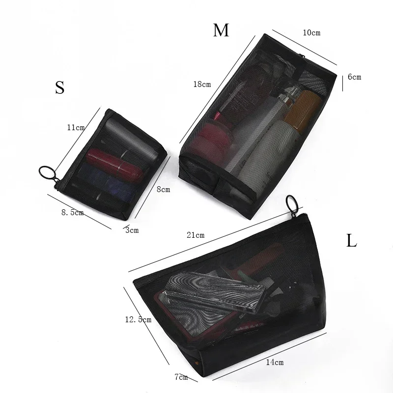 1 Stuks Vrouwelijke Make-up Tasje Draagbare Kleine Grote Toilettas Beauty Case Vrouwen Mesh Cosmetische Tas Reizen Opslag Make-up Tas Organizer: S / YELLOW