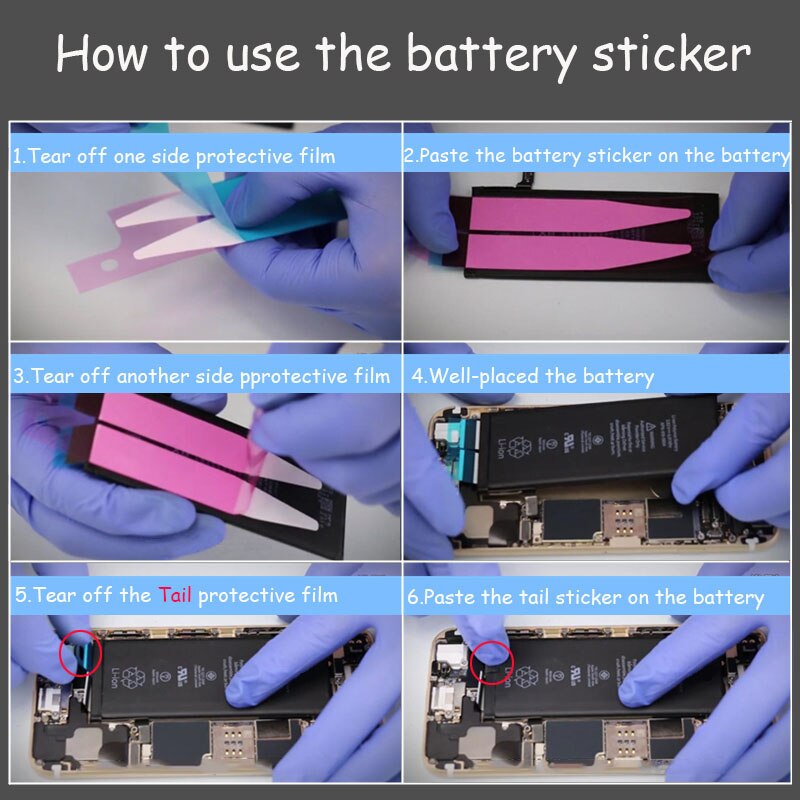 100pcs Battery Adhesive Sticker For iPhone 11 Pro Max XS Max XSM XR X 8 7 6 6S Plus 5S SE 5C 5 4 Anti-Static Glue Tape Strip Tab