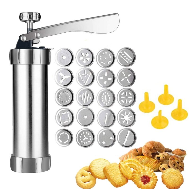 Cookie Pers, Cookie Pers Gun Kit, diy Biscuit Maker En Churro Maker Met 20 Decoratieve Stencil Discs En 4 Icing Tips