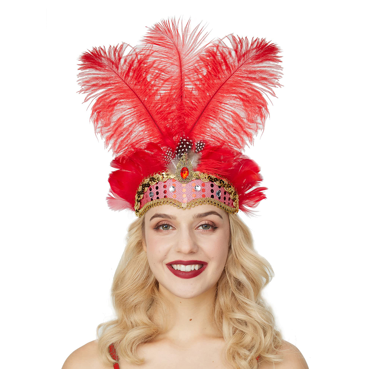 Karneval fjer hovedbeklædning jul showgirl pandebånd hovedbeklædning hawaii halloween hårbånd fjer hovedbeklædning hårtilbehør: Rød