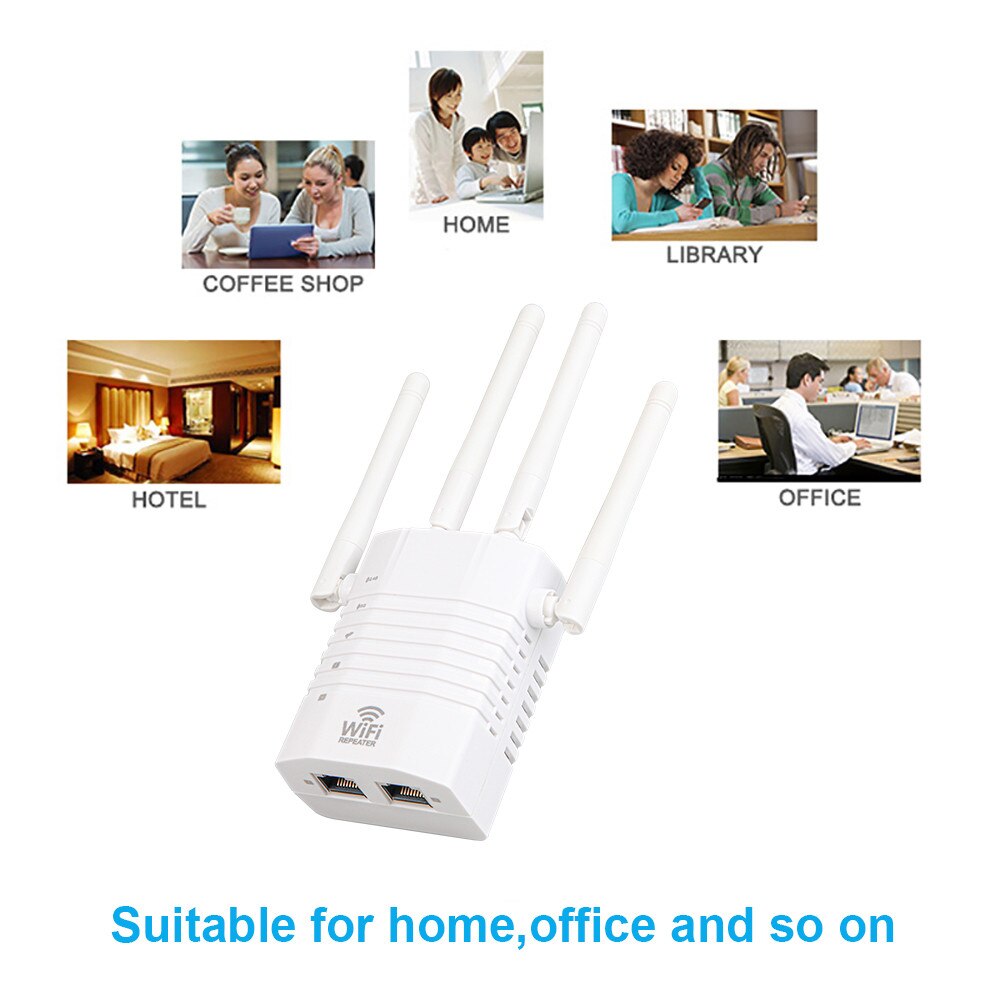 2.4/5G Wireless Wifi Repeater 1200Mbps AP Router Dual-Band Wi-Fi Range Extender Routers Home Network Signal Amplifier 4 Antennas