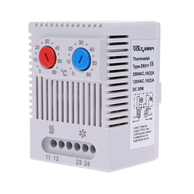 ZR011 contrôleur de température réglable | Petit ventilateur de chauffage compact, ventilateur de connexion thermostat double, pour armoire ZR 011