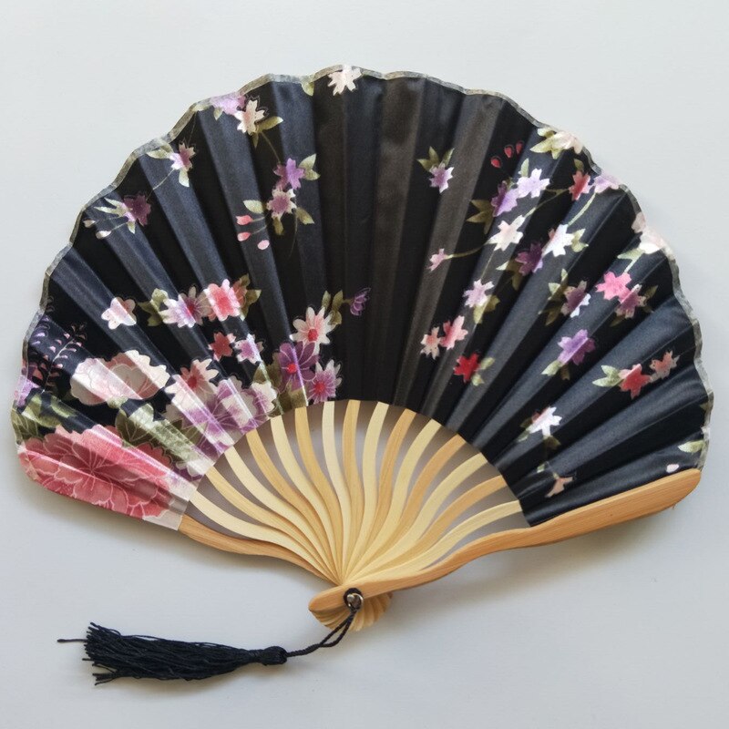 Pattern Chinese Style Hand Held Fans Silk Bamboo Folding Fans Handheld Wedding Hand Fan Cool Bamboo Flower personality