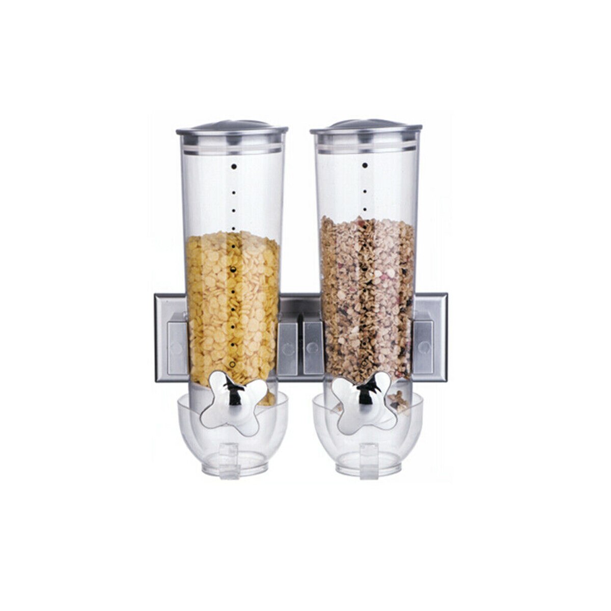 3L Wall Hanging Sealed Storage Tank Kitchen Grain Distributor Food Storage Barrel Cereal Machine wall-mounted storage tank: silver