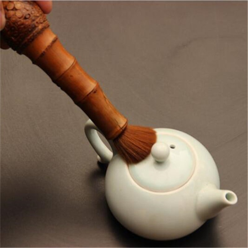 Chinese Kung Fu Thee Borstel Bamboe Wortel Thee Lepels Handgemaakte Rotan Pot Deksel Borstel Chinese Theeceremonie Onderdelen Theewaar Set gereedschap