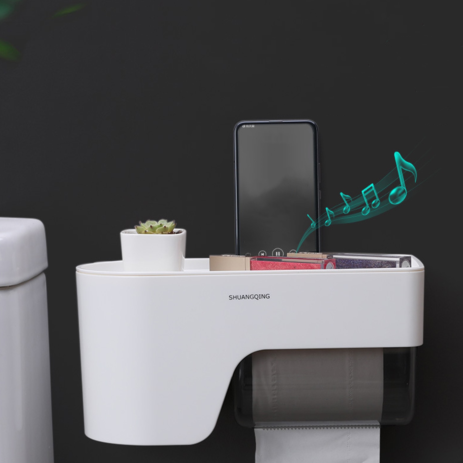 Wall-Mounted Paper Towel Dispenser Bathroom Storage Rack Toilet Paper Holder with Shelf Paper Towel Dispenser Tissue Dispenser