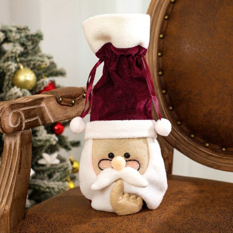 Kerst Wijnfles Decor Kerstman Sneeuwpop Fles Cover Kleding Keuken Decoratie Voor Jaar Diner