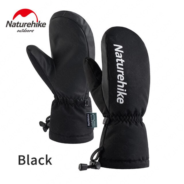 Naturehike skihandsker snowboard handsker ultralette vandtætte vinter sne varm fleece motorcykel snescooter ridehandsker: Sort / M