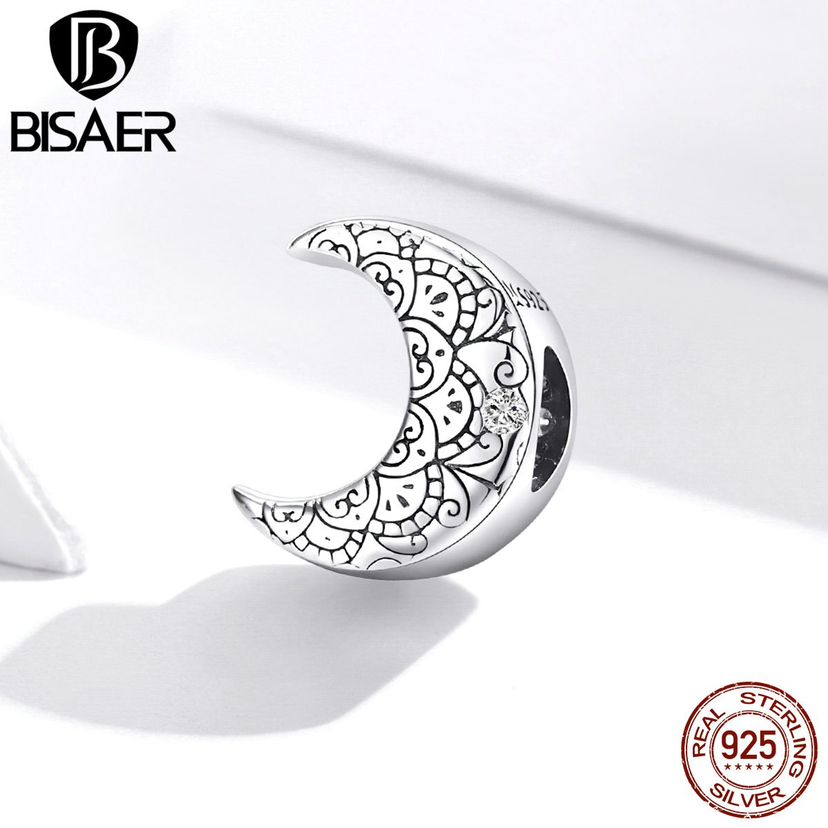 Bisaer marca venda quente 100% 925 prata esterlina videira & lua encantos caber bsr encantos prata 925 pulseiras originais jóias ecc1604