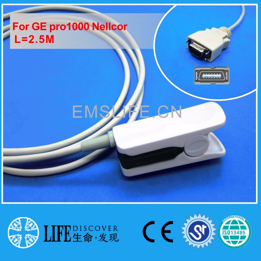 Long cable AWT adult finger clip spo2 sensor for GE dinamap pro1000 Nellcor: Adult MR Finger Clip