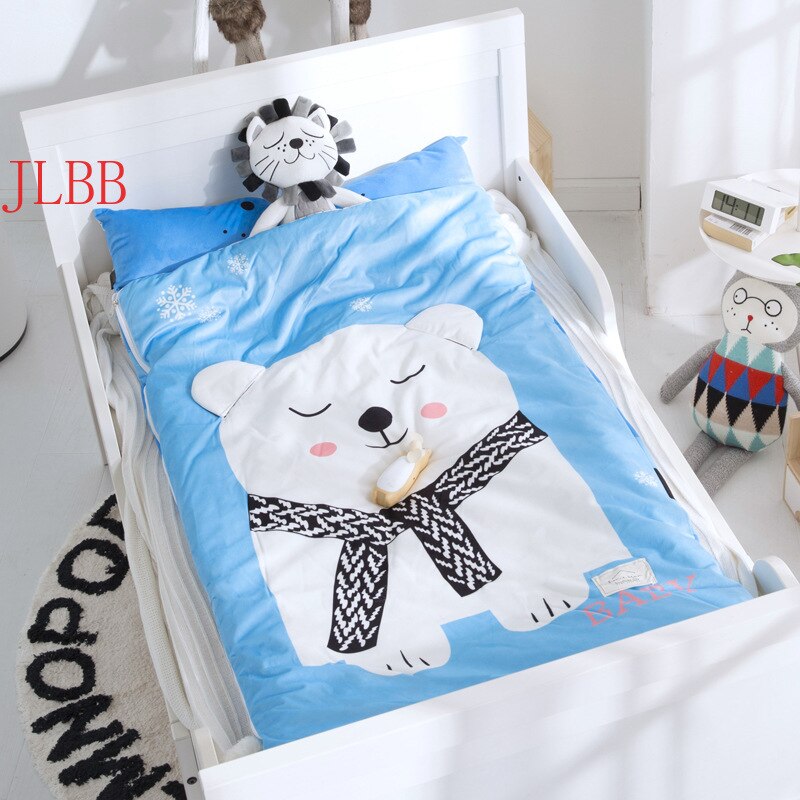 Home bed baby sleeping bag 100% Cotton + soft fleece Boy Girl Child fleabag AB side fox bear mothercare kids body cover 70*150cm