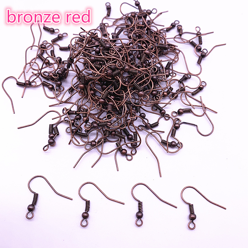 100 STUKS (50 paar) Bevindingen Oorbel Haak Coil Oor Draad DIY Sieraden Maken: bronze red