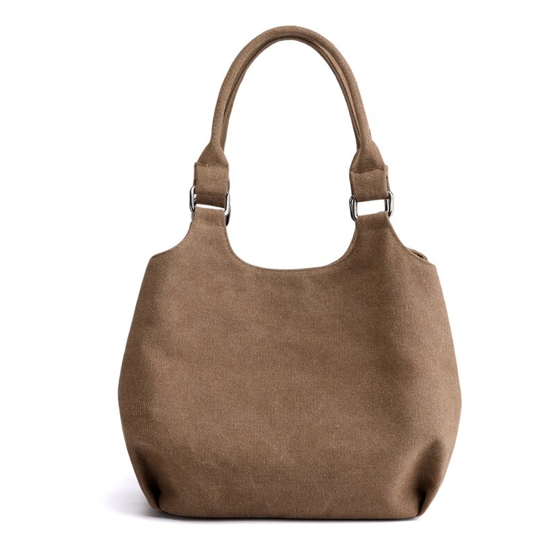 Canvas Tas Vrouwen Enkele Schouder Grote Capaciteit Strand Tas Canvas Tas Een Schoudertas Drie Belangrijkste Zak Canvas Vrouwen tas: Dark Brown