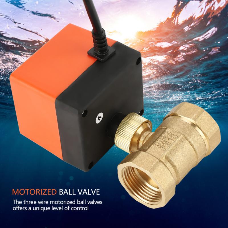 Motorized Brass Ball Valve 2-Way Electrical Valve 3-Wire 1-point Control G1 DN25 AC220 valvula solenoide