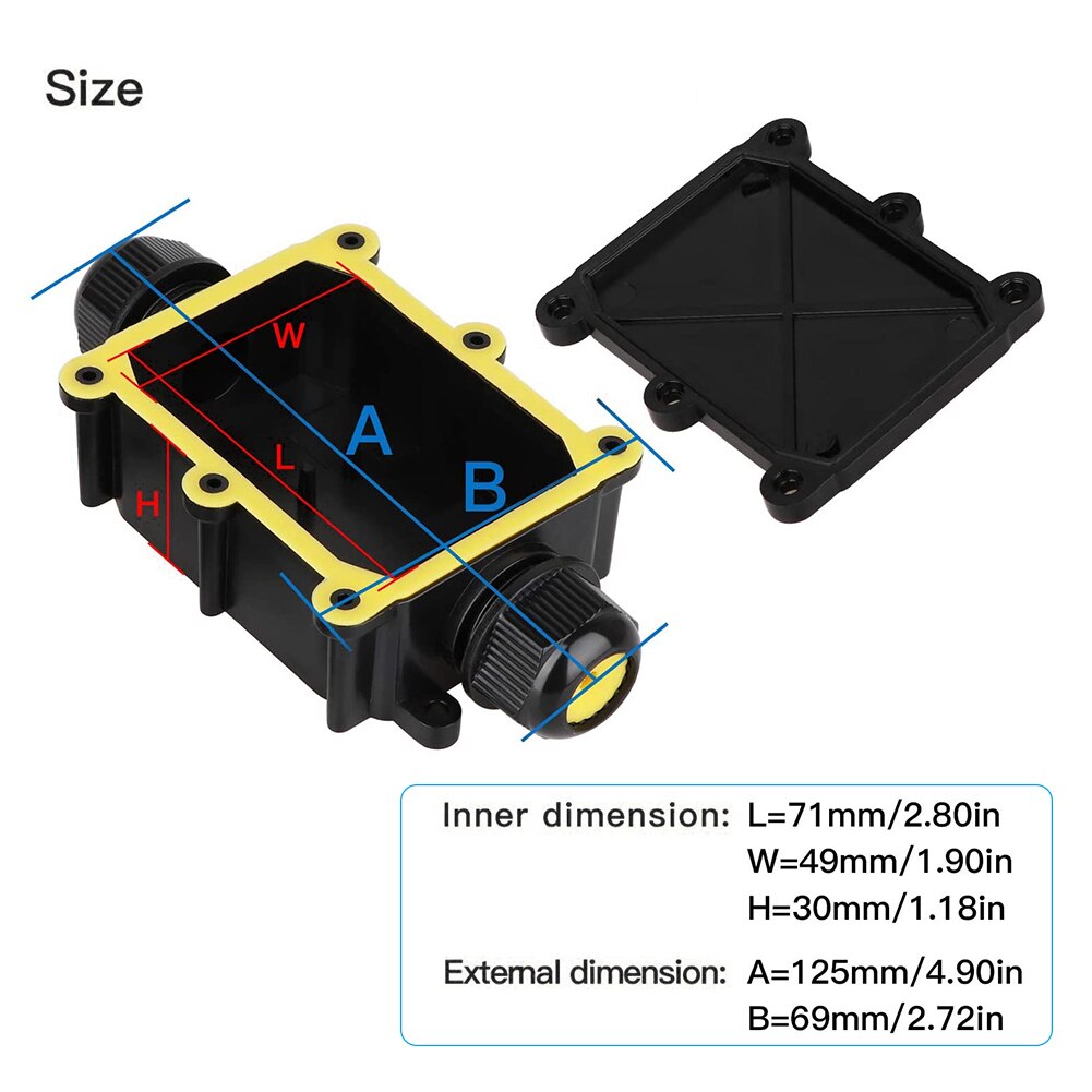 IP68 Outdoor Waterproof Cable Connector Terminal Junction Box External Cable Connector 2 Way Plug Line Case Connector Protect