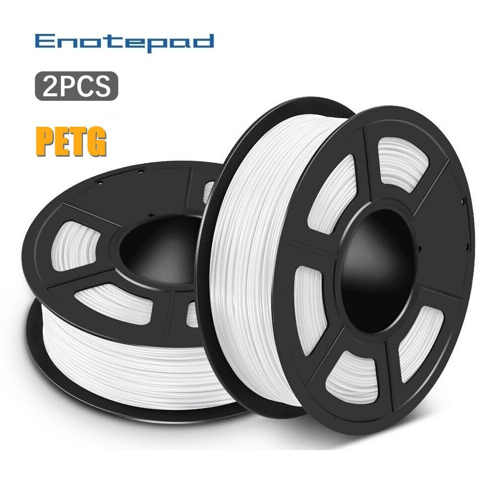 Enotepad PETG 3D filament 1.75mm 1KG 2.2lb PETG 3D Printer Filament with White/Black/Grey Color 1/2 rolls per set: PETG-WT-2KG