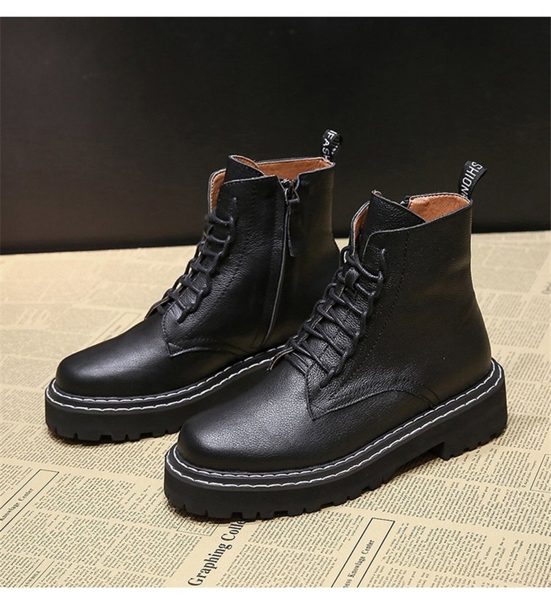 Botines de punta redonda cootelili para mujer, zapatos de invierno cortos de felpa, botines de gamuza con cordones, informales con cremallera.
