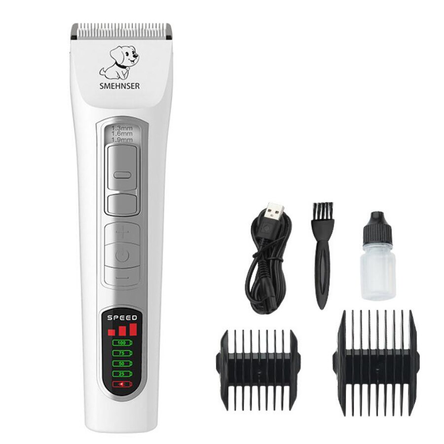 Tondeuse professionnelle Rechargeable pour animaux de compagnie, rasoir pour chiens et chats, ciseaux électriques, tondeuse, affichage LCD, Machine de coupe de cheveux: White Standard