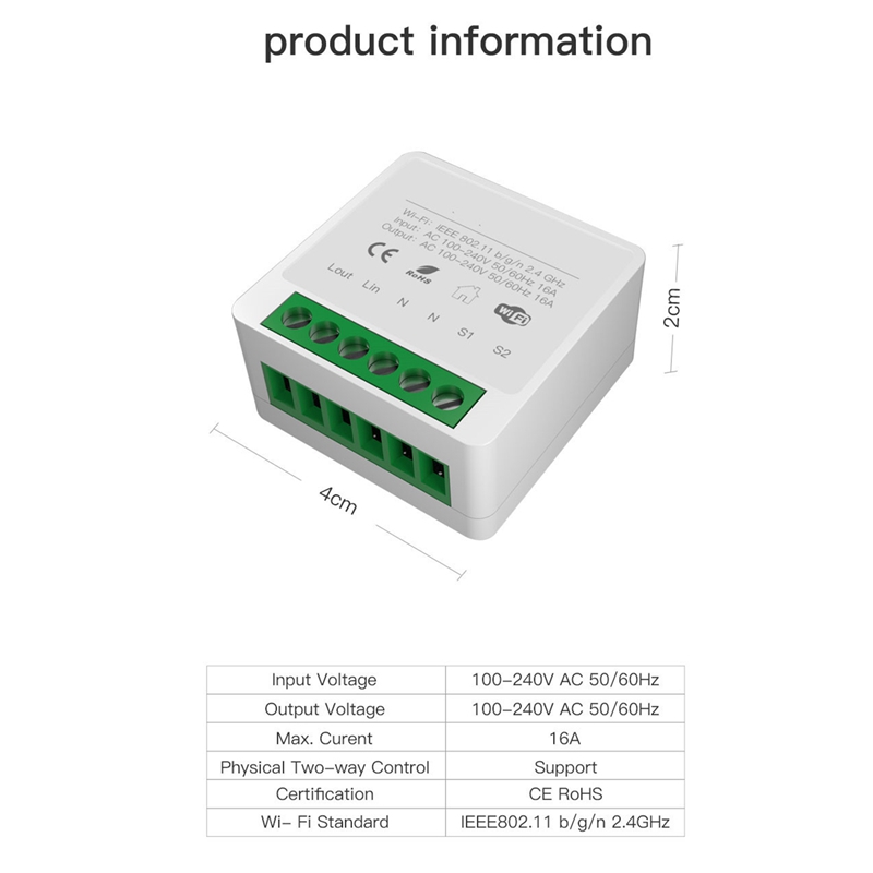 Intelligent Switch Module,Breaker Module 16A Tuya Wifi Home Life APP Remote Control For Google And Alexa Work With