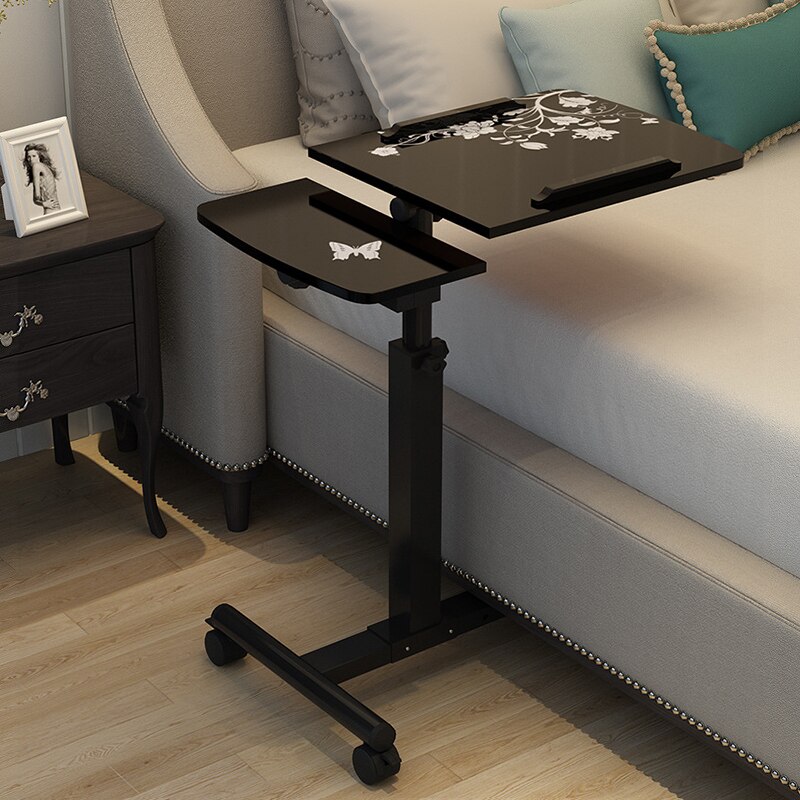 Foldable Computer Table for Bed Portable Rotate Laptop Desk Table Can be Lifted Standing Desk Home Furniture: Black flower