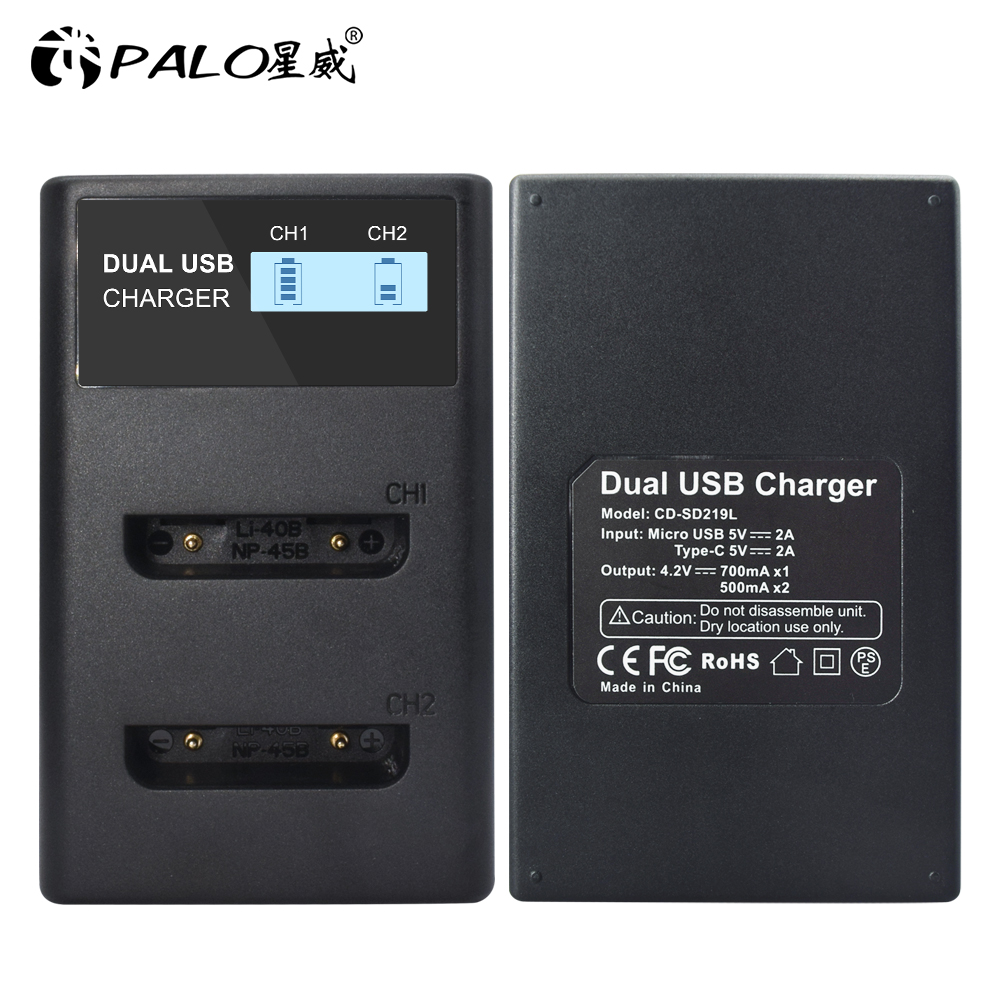 PALO Li-40B Li40B Li 40B Li-42B EN-EL10 ENEL10 NP-45B Camera Battery charger dual slot smart charger with LCD or LED