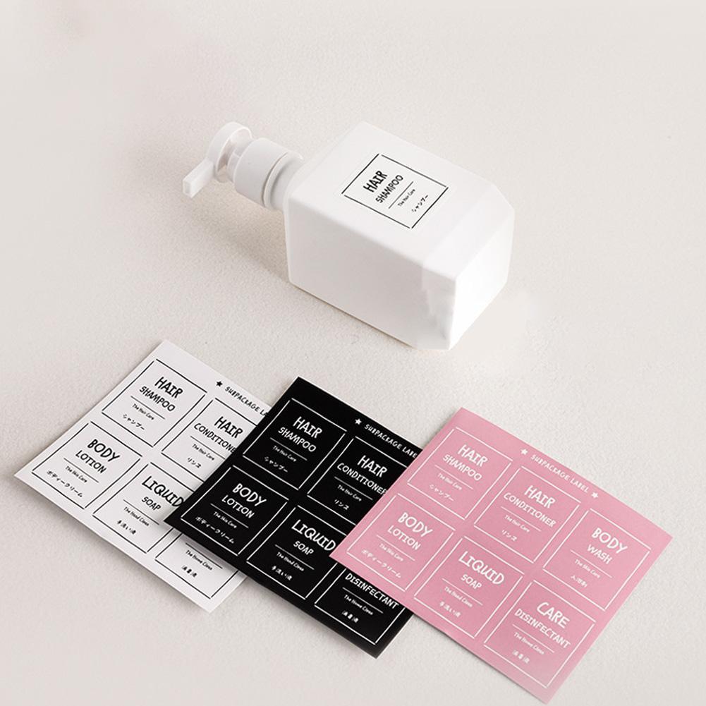 Soap Bottle Label Sticker Set Bathroom Shampoo Lotion Dispenser Labels Waterproof Self-adhesive Identification Sticker