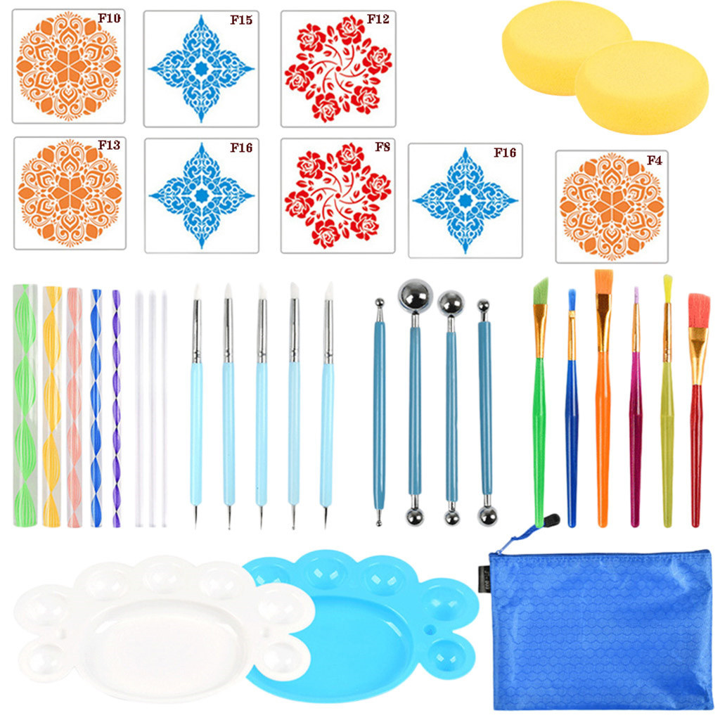 Jeu d'outils à points à 36 points | Stylo outil à points, brosse modèle stylet à bille, plaque de peinture pour produits à usage domestique, # C