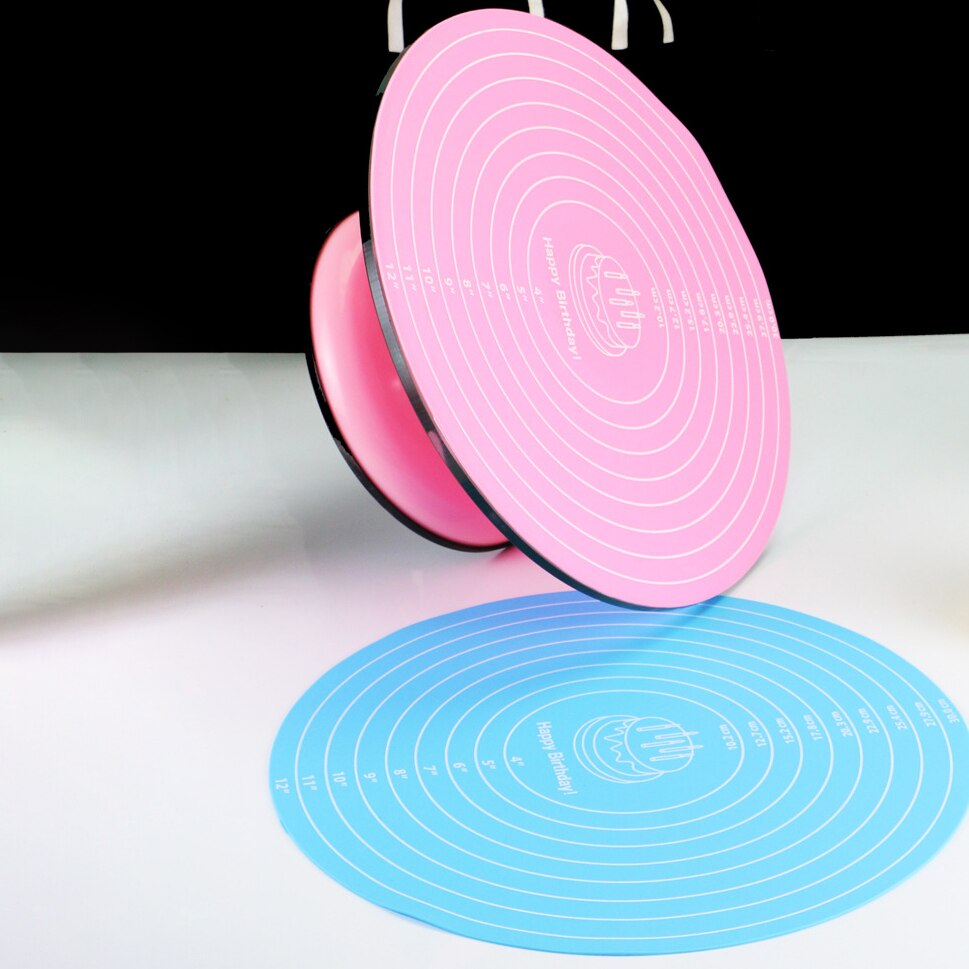 12 Inch Cake Turntable Silicone Mat Non Slip Pad Kneading Cooking Mat Round Silicone Placemat Cake Mat Baking Tool Kitchen
