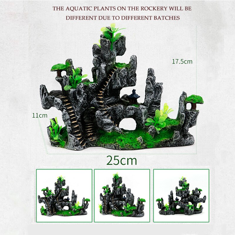 Double-Sided Fish Tank Landscaping Rockery Aquarium Resin Rock Water Plant Decoration No Dead Angle Simulation Landscape